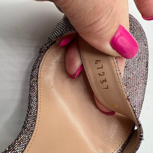 Gianvito Rossi Lurex Fabric Portofino Glitter Metallic Heels Multicolor Size 6 - Picture 14 of 16